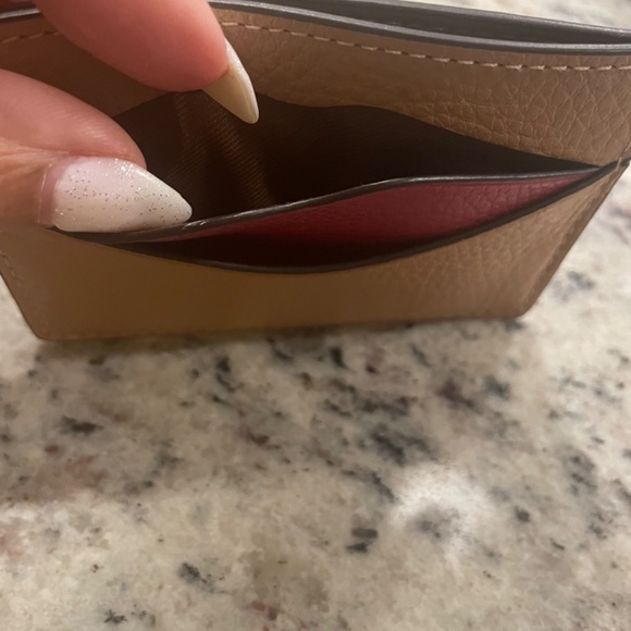 COACH Lip ID Card Tan/Pink Leather Card Case - Picture 10 of 10